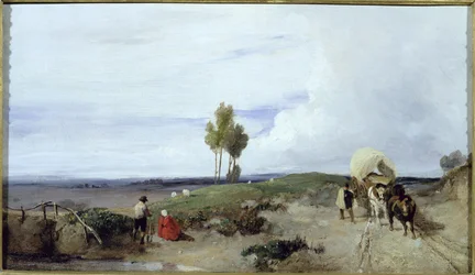 Eine Furt auf der Straße von Boulogne nach Paris, Blick auf St. Omer, ca. 1824